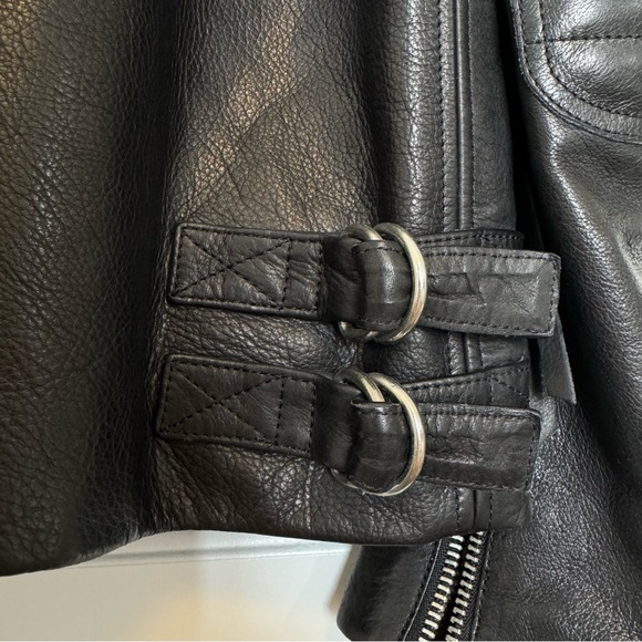 Acne Studios Calf Leather Biker Jacket Black Size 48 - Picture 5 of 16